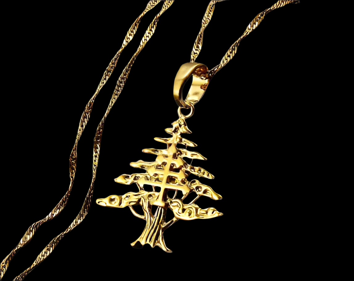 Lebanese Cedar Tree Maronite Cross Gold