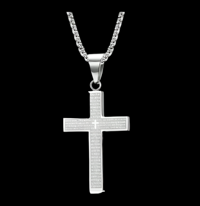 Cross + Necklace Our Father Prayer