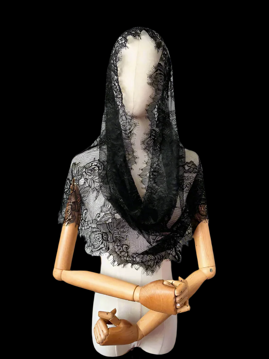 Catholic Detailed Veil Black