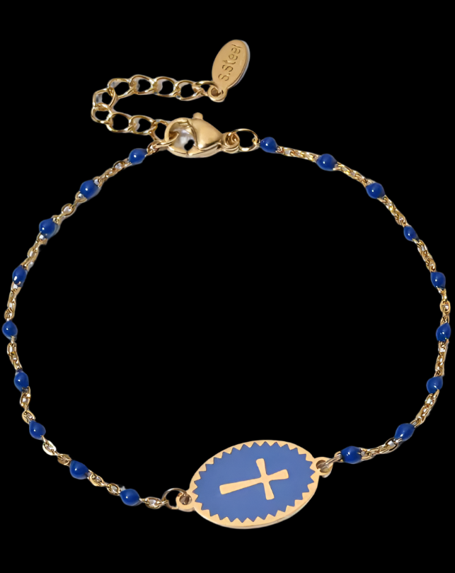 Bracelet with Cross Blue