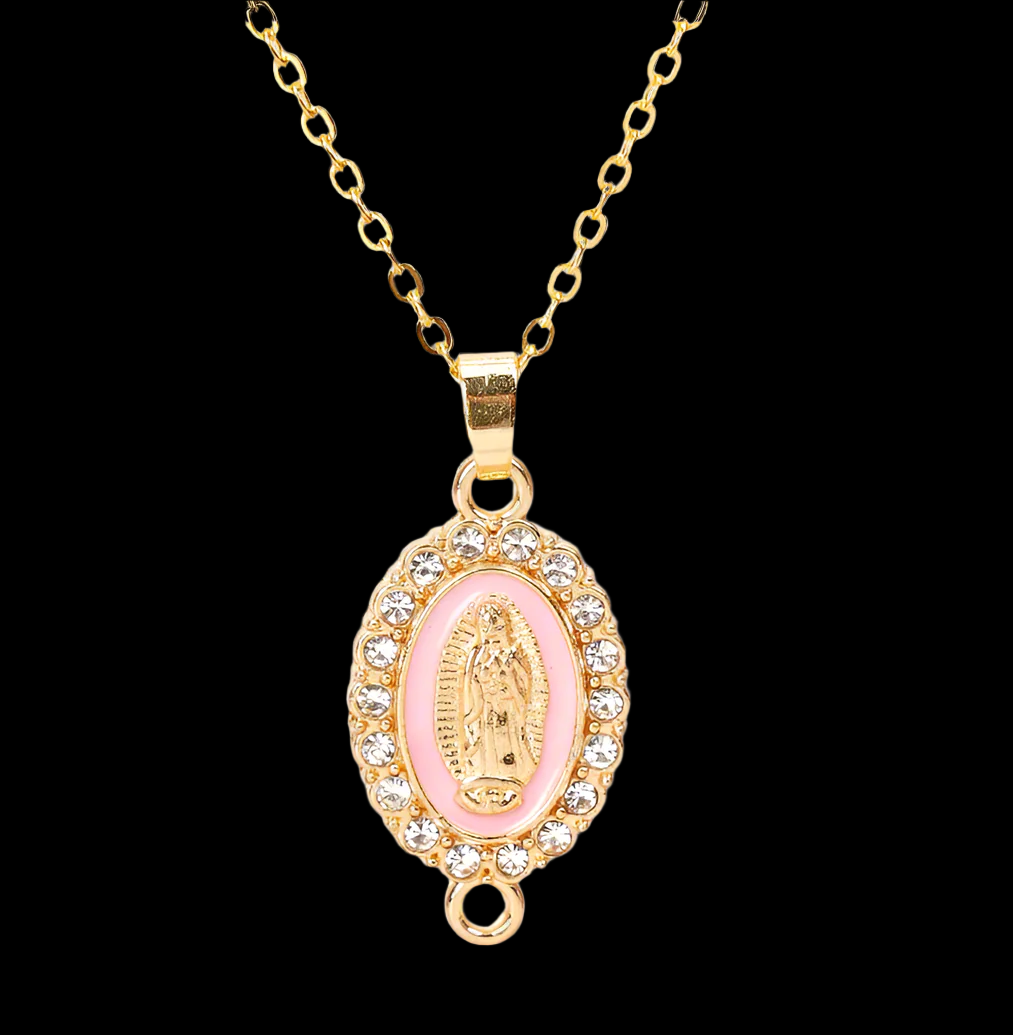 Holy Mary pendant pink