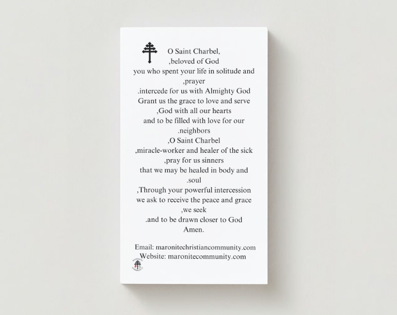 Mar Charbel Prayer Card English